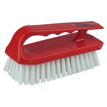 Weiler 6" Scrub Brush, Finger Grip Handle, White Polypropylene Fill 44395